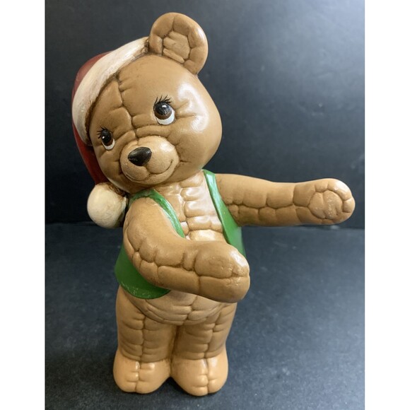 Vintage Hand Painted Kimple Mold Christmas Bear Figurine Rare Santa Xmas VTG - Picture 1 of 9